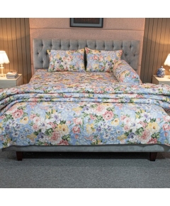 Monsoon Blooms – Heather Blue Comforter Set (5Pcs)