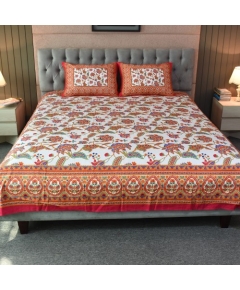 Blossom Dreams Print Bed Sheet – Persian Red