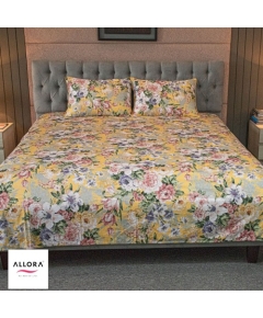 Monsoon Blooms Print Bedsheet – Yellow